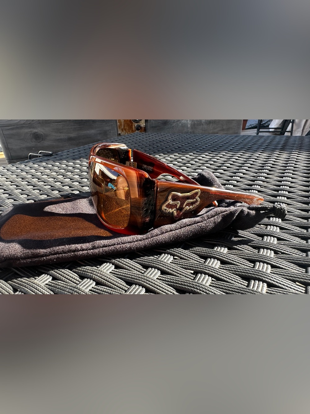 Fox Amber Brown Wrap Sunglasses - Picture 2 of 3